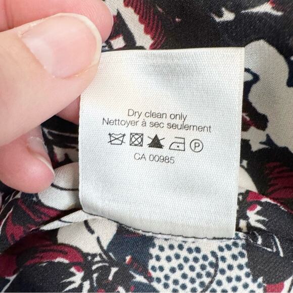 Veronica Beard Goldie Pintuck Tux Floral Silk Blouse In Multicolor Sz 4 Classic - Picture 12 of 13